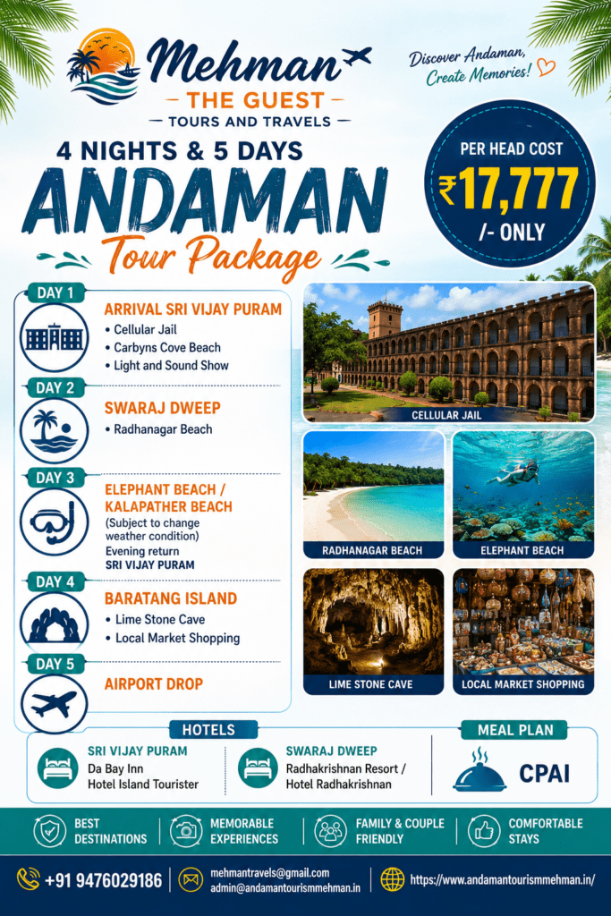 4 Nights 5 Days Baratang Swaraj Dweep Package