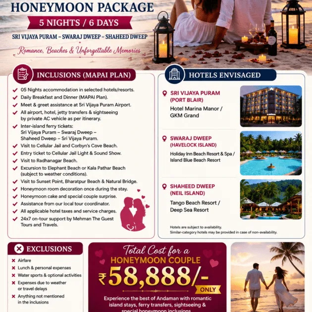 Andaman Honeymoon Package 5 Nights 6 Days