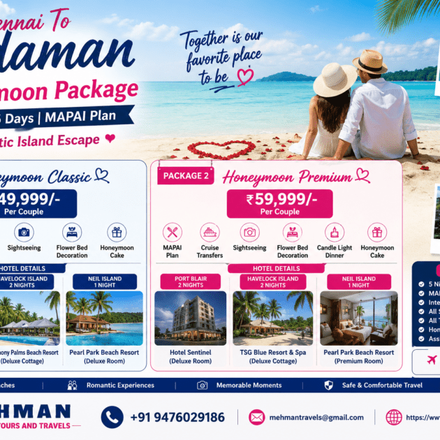 Chennai To Andaman Honeymoon Package