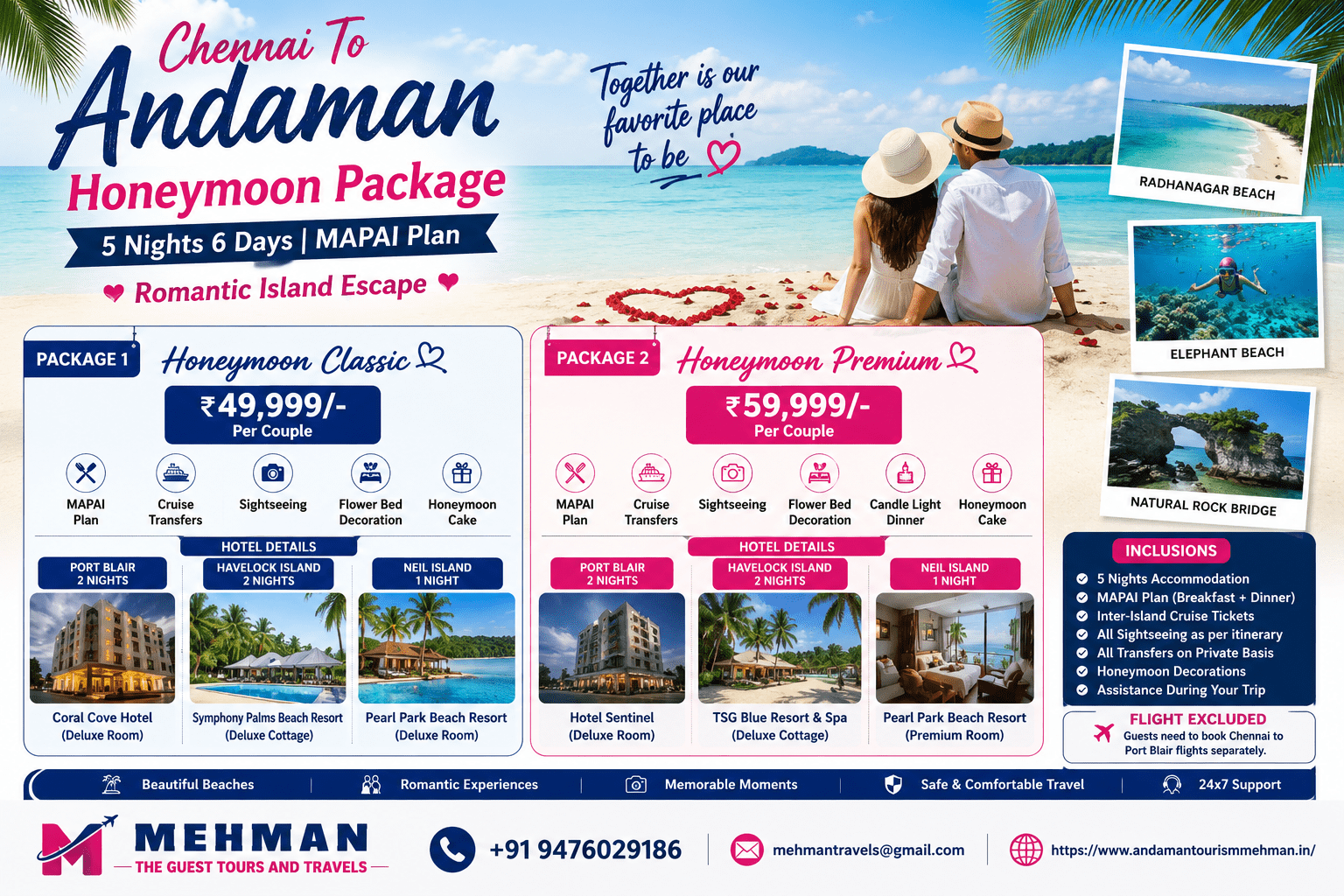 Chennai To Andaman Honeymoon Package